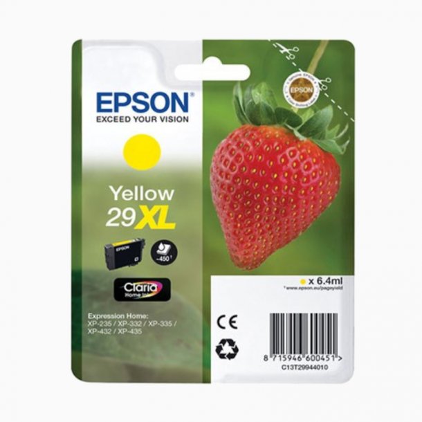 Epson 29 XL Y blekkpatron - C13T29944012 Original - Gul 6,4 ml