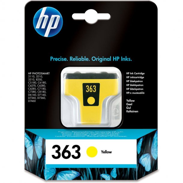HP 363 Y (C8773EE) gul bl&auml;ckpatron, Original, 6 ml