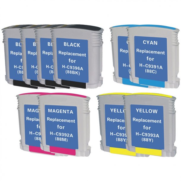 HP 88 XXL Ink Cartridge Combo Pack 10 pcs - Compatible - BK/C/M/Y 444 ml