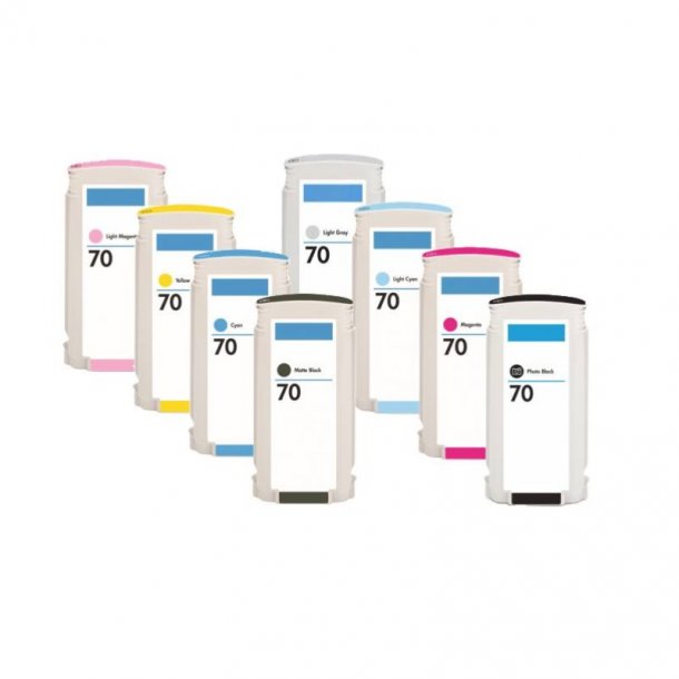 HP 70 Combo Pack 8 pcs Ink Cartridge - Compatible - MBK/PBK/C/M/Y/LC/LM/LGY 1040 ml