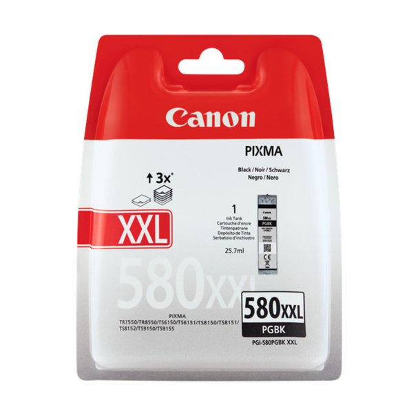 Canon PGI-580 XXL PGBK Ink Cartridge - 1970C001 Original - Pigment Black 600 pages