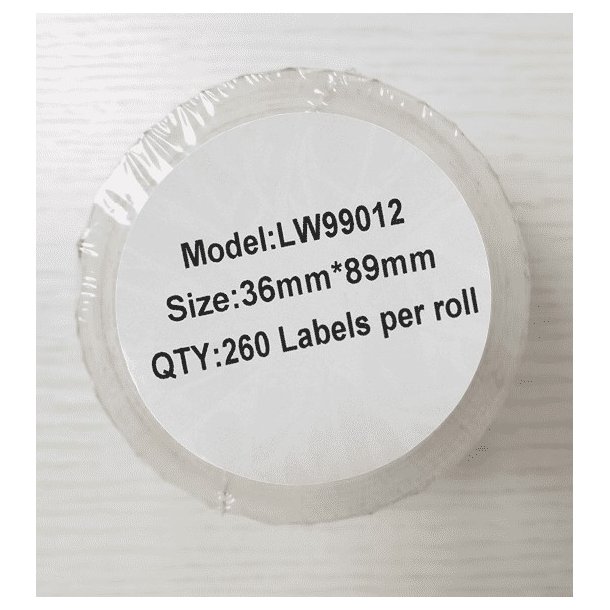 Kompatibel DYMO label etiketter, 36 mm x 89 mm, 260 stk - sort/hvid