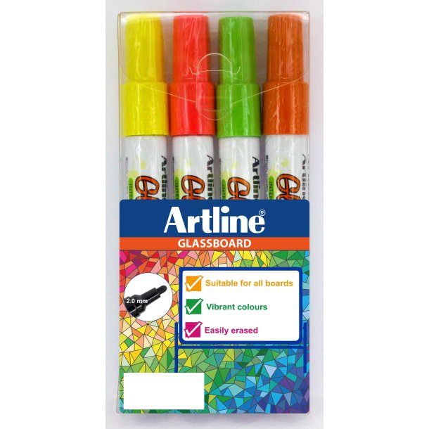 Artline-mark&ouml;rer f&ouml;r glasytor, 4 st