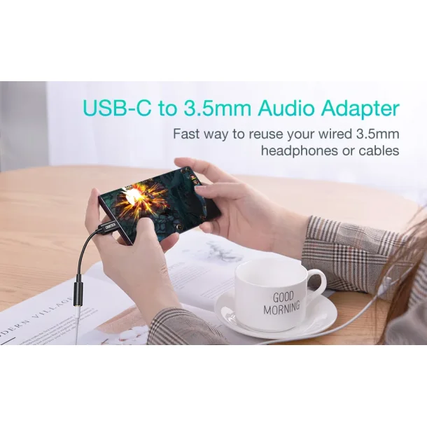 Choetech AUX003 USB-C till DC 3.5 mm hona h&ouml;rlursljudkabel