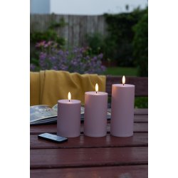 LED blockljus - utomhus, rosa, 3 st.inkl.fj&auml;rrkontroll