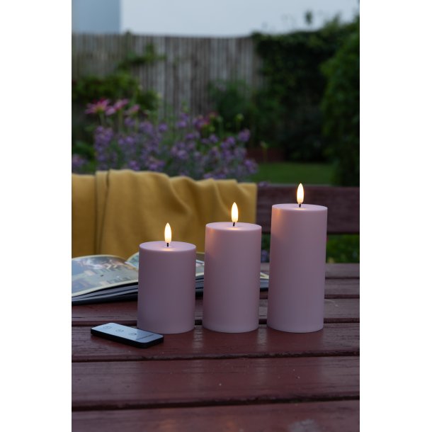 LED blockljus - utomhus, rosa, 3 st.inkl.fj&auml;rrkontroll