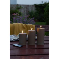 LED blockljus - utomhus, sand, 3 st.inkl.fj&auml;rrkontroll