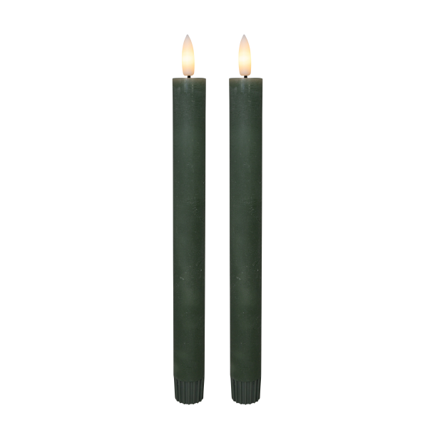 Cozzy kronelys, 3D flamme, 22,2 cm, grn, 2 stk (bruges med fjernbetjening)