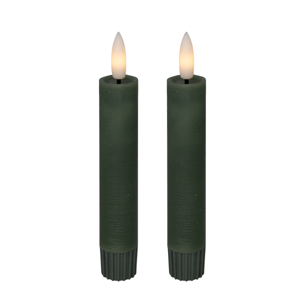 Cozzy candle light, 3D flame, 15 cm, green, 2 pcs. (used with remote control)