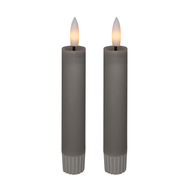 Cozzy candle light, 3D flame, 11 cm, grey, 2 pcs. (used with remote control)