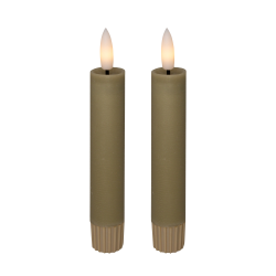 LED taper candles, 11 cm, sand, 2 pcs.
