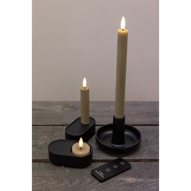 LED taper candles, 11 cm, sand, 2 pcs.