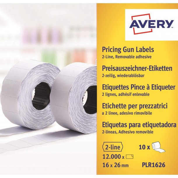 Avery Etiketter 26x16 G1 - Vit (10 rullar)