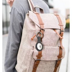 AirTag silikon&ouml;verdrag m.nyckelring/karbinhake, svart