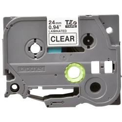 Brother TZe labeltape - 24 mm x 8 m,  sort / transparent