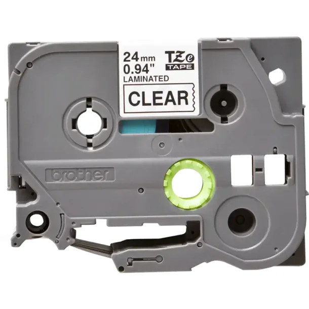 Brother TZe labeltape - 24 mm x 8 m,  sort / transparent