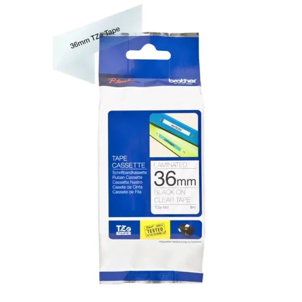 Brother TZe tape 36 mm x 8 m black / clear