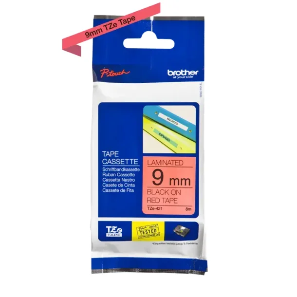 Brother TZe tape  9 mm x 8 m black / red