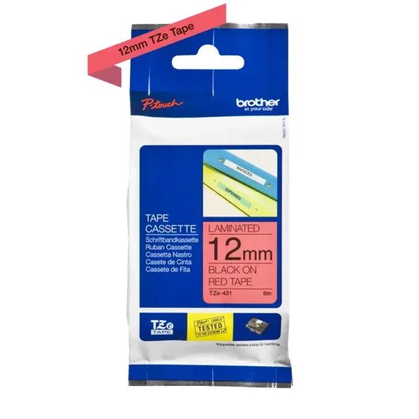 Brother TZe tape 12 mm x 8 m black / red