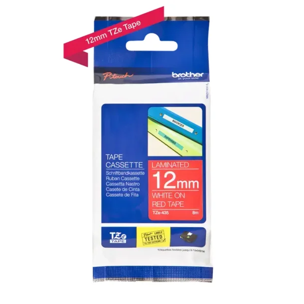 Brother TZe tape 12 mm x 8 m white / red