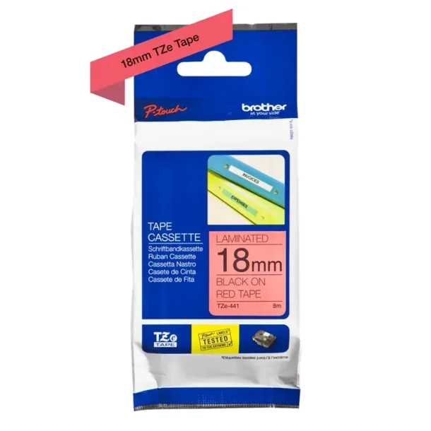 Brother TZe tape 18 mm x 8 m black / red