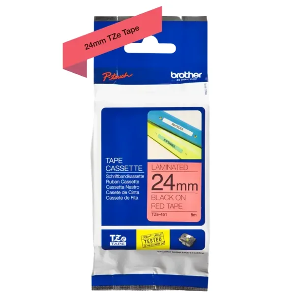 Brother TZe tape 24 mm x 8 m black / red