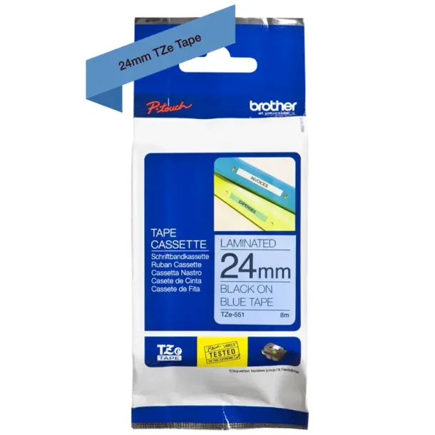 Brother TZe tape 24 mm x 8 m black / blue