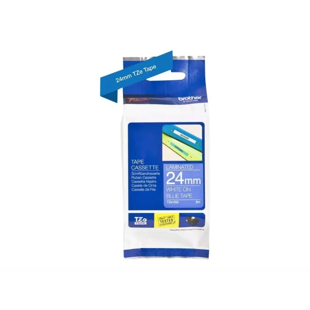 Brother TZe tape 24 mm x 8 m white / blue