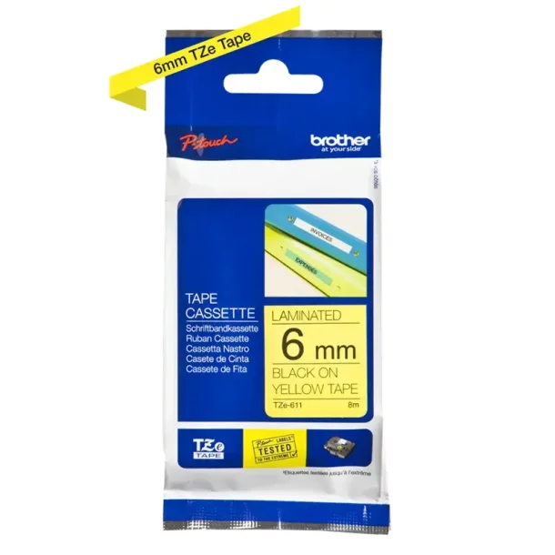 Brother TZe tape 6 mm x 8 m black / yellow