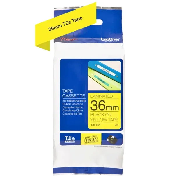 Brother TZe tape 36 mm x 8 m black / yellow