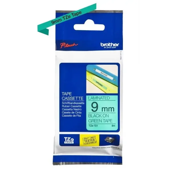 Brother TZe tape 9 mm x 8 m black / green