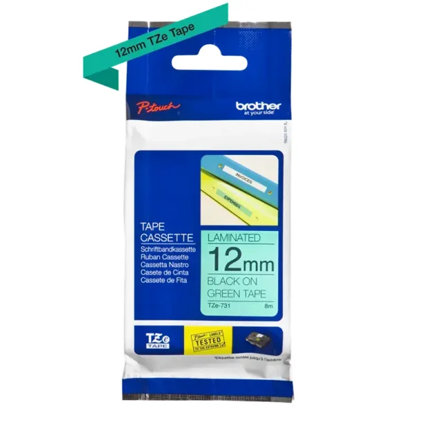 Brother TZe tape 12 mm x 8 m black / green