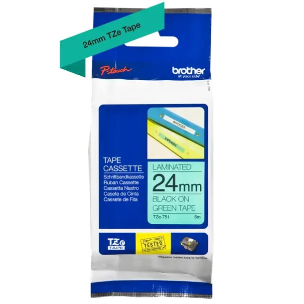 Brother TZe tape 24 mm x 8 m black / green