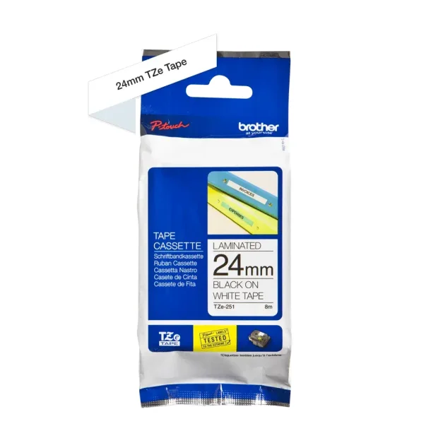 Brother TZe-R251 Black on white ribbon tape 24 mm wide