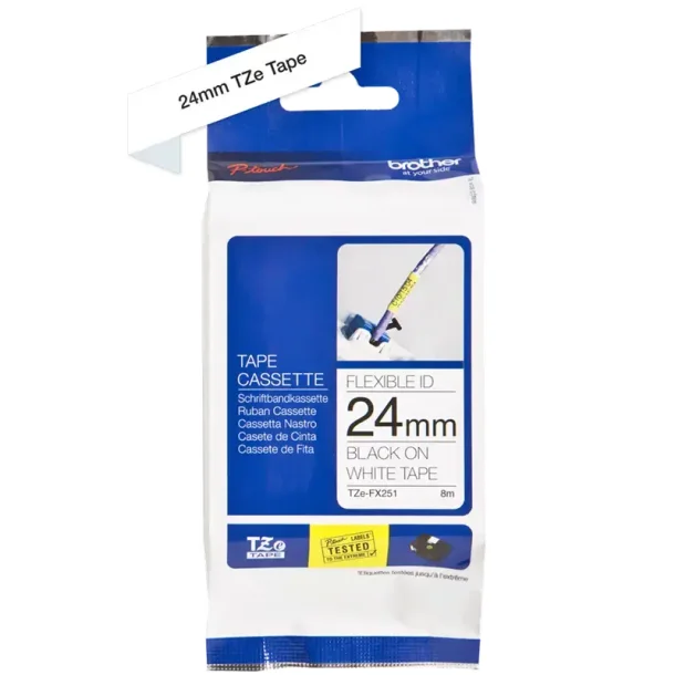 Brother TZe tape 24 mm x 8 m flexible black / white