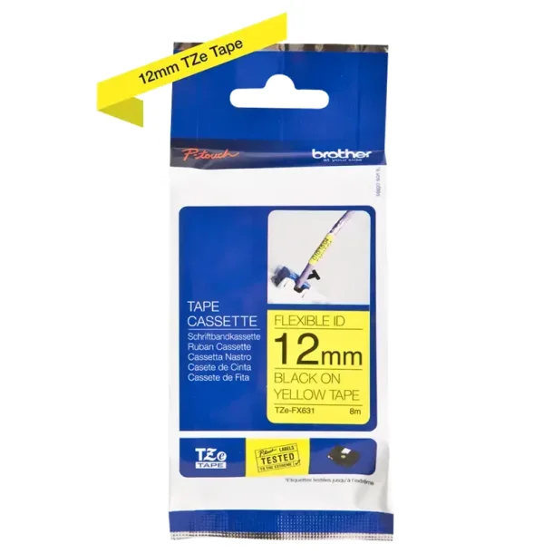 Brother TZe tape 12 mm x 8 m flexible black / yellow