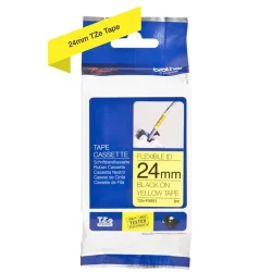 Brother TZe labeltape Flexible- 24 mm x 8 m, sort / gul