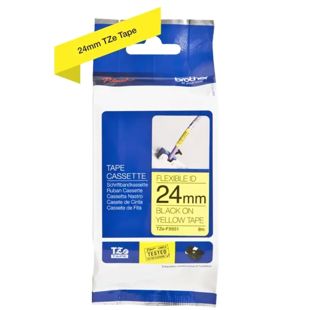 Brother TZe tape 24 mm x 8 m flexible black / yellow