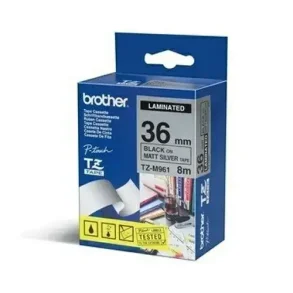 Brother TZe tape 36 mm x 8 m black / silver mat