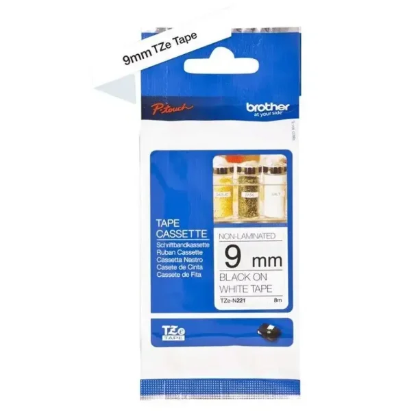 Brother TZe tape 9 mm x 8 m non laminated black/white