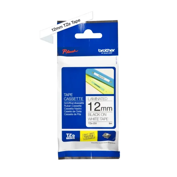 Brother TZe tape 12 mm x 8 m non laminated black /white