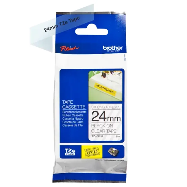 Brother TZeS tape 24 mm x 8 m strong black / clear