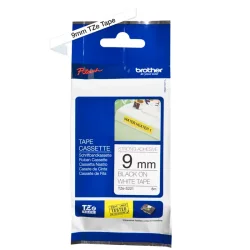 Brother TZeS tapekassette Strong - 9 mm x 8 m, sort / hvid