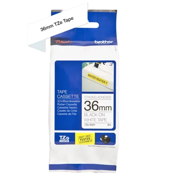 Brother TZeS tape 36 mm x 8 m strong black / white