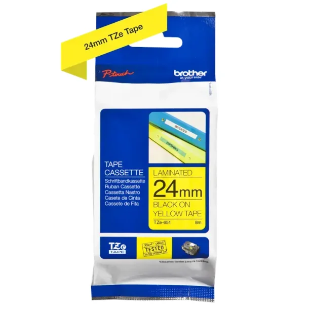 Brother TZeS tape 24 mm x 8 m strong black / yellow