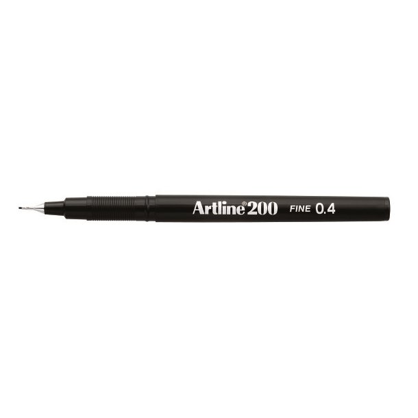 Artline Fineliner 200 Fine 0.4 svart, 12 st