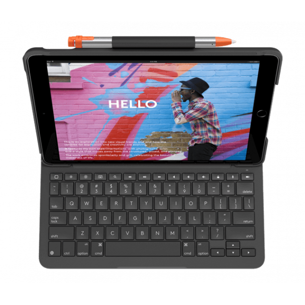 Logitech Slim Folio iPad 10.2" (7:e och 8:e generationen) Allt-i-ett fodral - Grafit