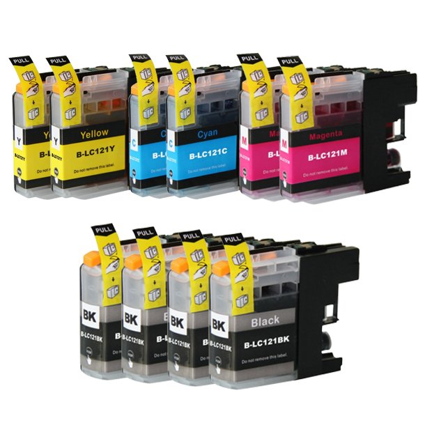 Brother LC 121 Ink Cartridge Combo Pack 10 pcs - Compatible - BK/C/M/Y 124 ml