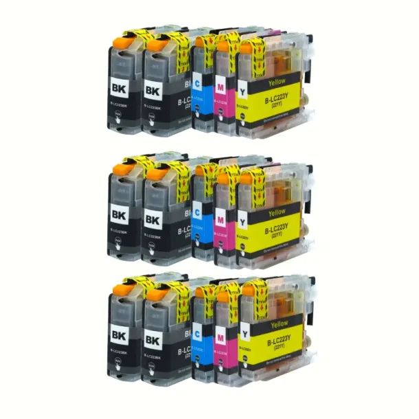 Brother LC 223 combo pack 15 stk Ink Cartridge - Compatible - BK/C/M/Y 186 ml