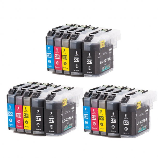 Brother LC 225/227 Ink Cartridge Combo Pack 15 pcs - Compatible - BK/C/M/Y 303 ml